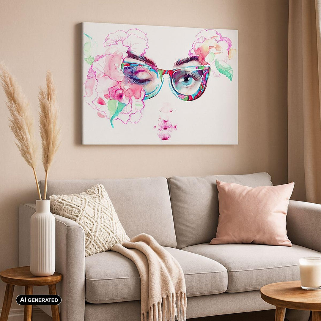 Bilder auf Leinwand Gläser Augapfel weiblich Farbe Leinwandbild 70x50cm Wandbilder Dekoration Wohnzi
