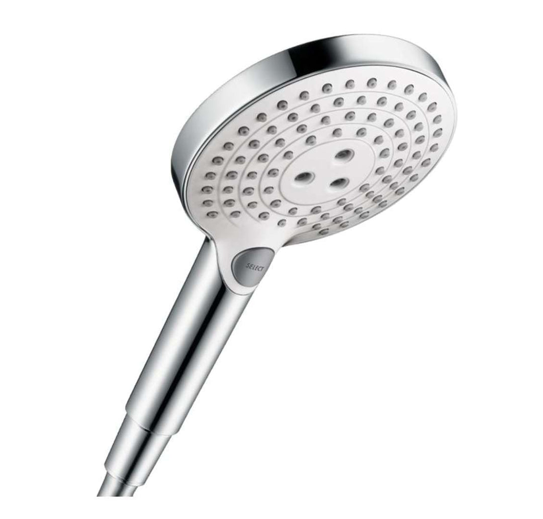 hansgrohe Raindance Select S 120 Duschkopf, 3 Strahlarten, Weiss/Chrom Weiss/Chrom Duschkopf 1, Weis