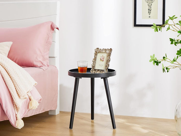 APICIZON Beistelltisch, Couchtisch rund Ø 38 cm, Höhe 45 cm, Sofatisch mit Beinen aus Massivholz, Sk