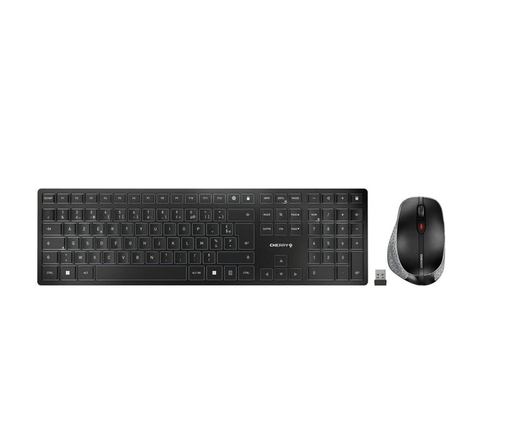 CHERRY DW 9500 Slim, kabelloses Tastatur- und Maus-Set, Französisches Layout (AZERTY), Bluetooth- od