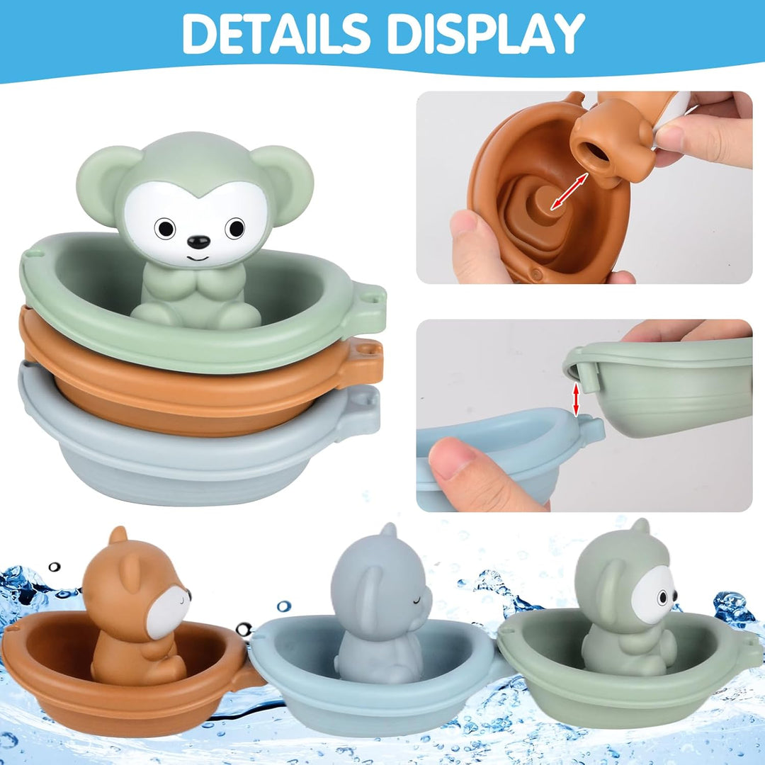16 Stück Badewannenspielzeug, Baby Badespielzeug Silikon Wasserspielzeug Kinder mit Spritztiere Fing