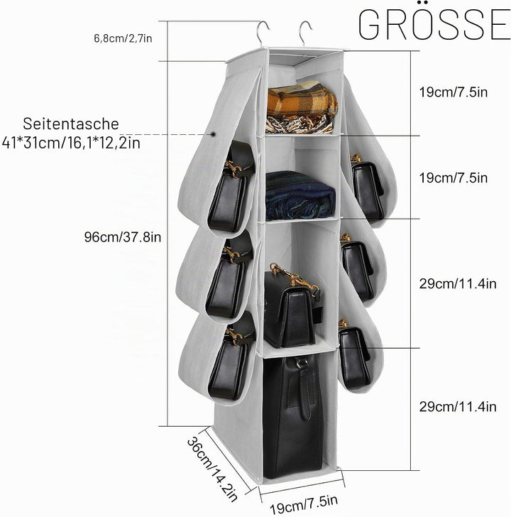 MaoXinTek Organizer für Handtasche, 10 Fächer, zum Aufhängen, Organizer, für Hut, Kleidung, Schuhe,