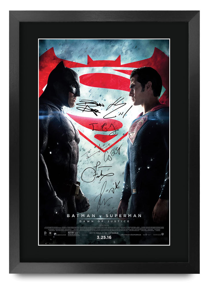 HWC Trading Poster, Motiv: Batman vs Superman, The Cast Ben Affleck Henry Cavill, gedrucktes Autogra