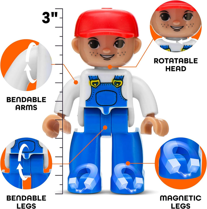 Playmags Grosses Magnetfiguren-Gemeinschaftsset mit 15 Teilen – 3 Zoll grosse Spielfiguren, perfekt