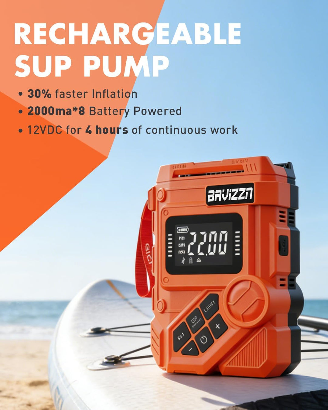 22PSI Akku Sup Elektrische Pumpe 12V Sup Pumpe Elektrisch Mit Akku | 59.2WH 45W Typ-C-Anschluss Infl