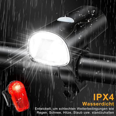 LED Fahrradlicht Set, STVZO Zugelassen Beleuchtungsset Fahrradlicht Set Frontlicht + Rücklicht Fahrr