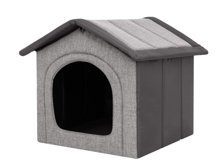 Hundehütte Hundehöhle Hundebett Hundehaus Katzenhöhle mittle L - 52x46 cm hellgrau mit Graphit L - 5
