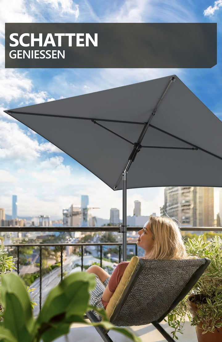 4smile Sonnenschirm Balkon SunnyShade Plus, Sonnnenschutz Balkon SET 3-in-1, Anthrazit - UV50+ Sonne