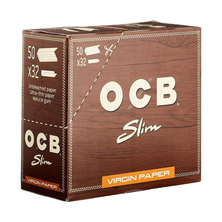 OCB Unbleached Slim Virgin Paper, langes Papier, Braun, 12,5 cm 11,5 cm breit x 5,5 cm hoch Single,