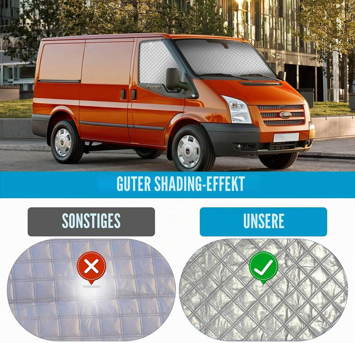 MaxEarn 3 STK Sonnenschutz Thermomatten passend für Ford Transit Van MK7, Auto Wasserdicht Frontsche