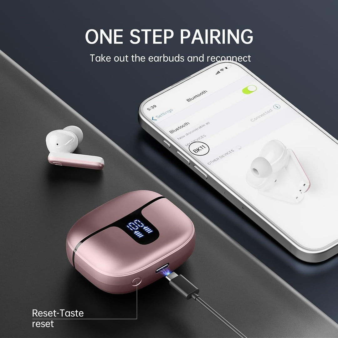 Drsaec Kopfhörer Kabellos Bluetooth 5.4, In-Ear Bluetooth Kopfhörer mit 4 ENC Mic, Kabellose Kopfhör