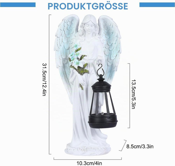 Solar Engel Gartenstatuen, Wetterfest Grabschmuck, LED Fairy Engel Figur, Gartenstatue Geschenke, 31