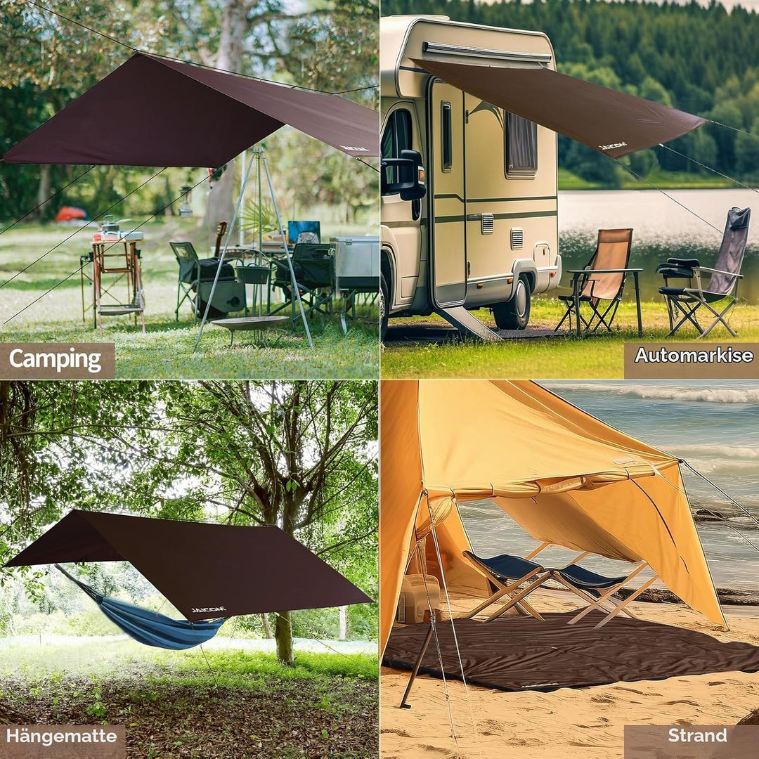 JAICOM Tarp Wasserdicht - 3x3M/4M/5M Camping Zeltplane, Ultraleicht und Tragbar, UV-Schutz &amp; Schnee