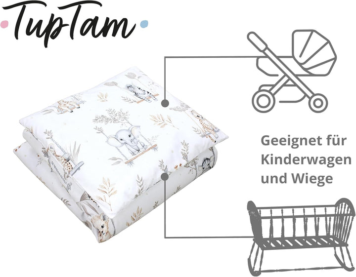 TupTam Unisex Baby Wiegenset 4-teilig Bettwäsche-Set: Bettdecke und Kopfkissen mit Bezug, Farbe: Saf