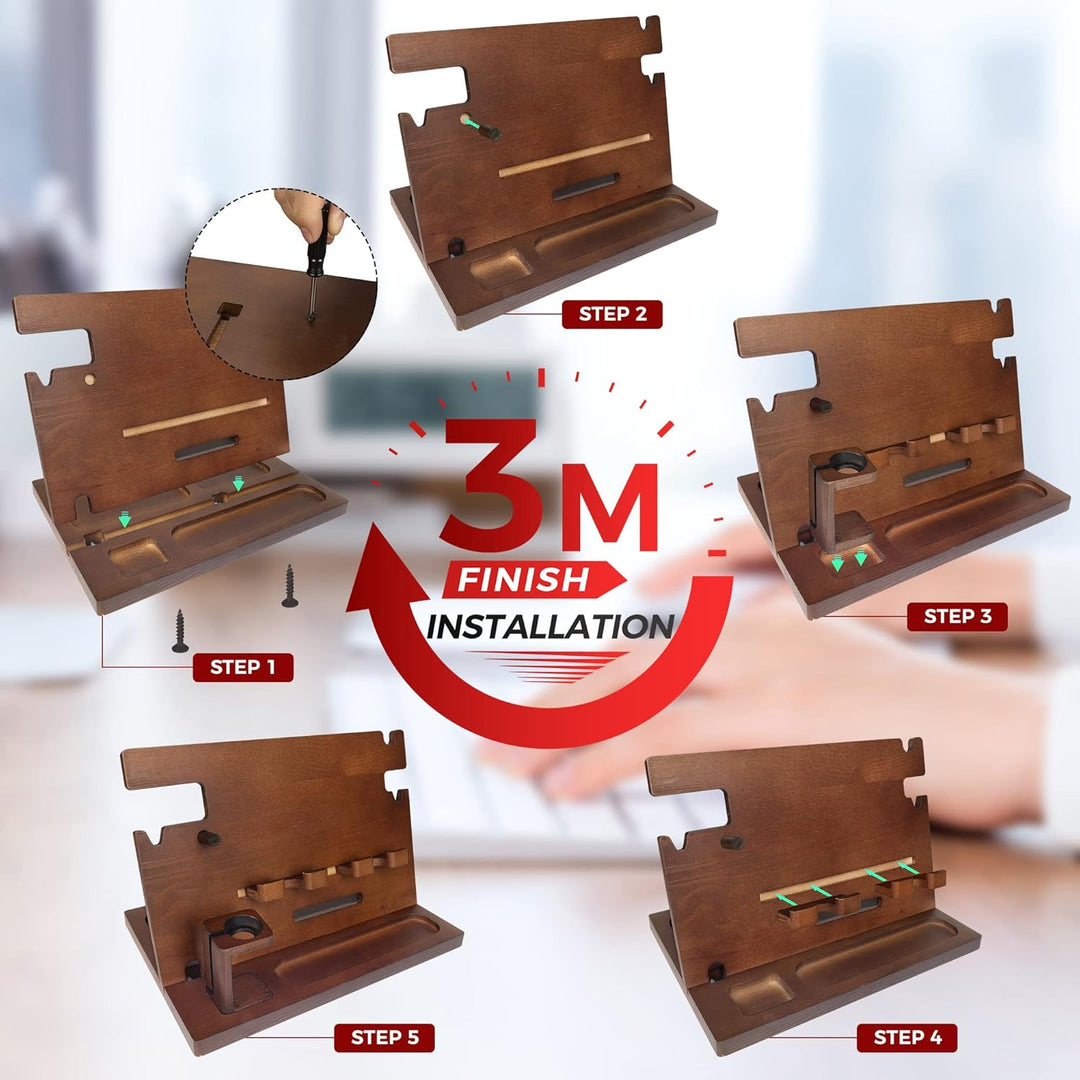 Geschenke für Männer Weihnachten Holz Telefon Dockingstation Uhren Geldbörsen Nachttisch Organizer G