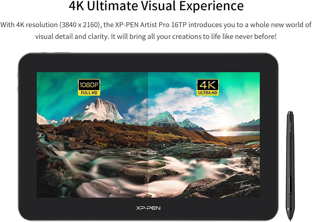 XP-PEN Artist Pro 16TP Grafiktablett mit 4K Multi-Touch Display, 92% Adobe RGB Farbumfang, 16 Zoll v