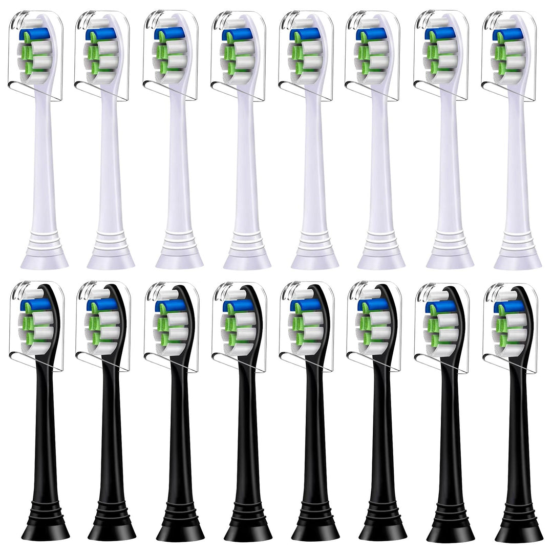 16er Precision Clean Ersatzbürsten Kompatibel mit Philips Sonicare Schallzahnbürste, 8er Schwarz und