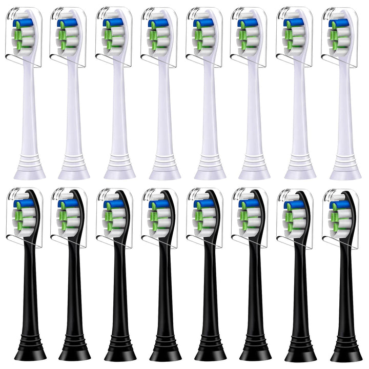 16er Precision Clean Ersatzbürsten Kompatibel mit Philips Sonicare Schallzahnbürste, 8er Schwarz und