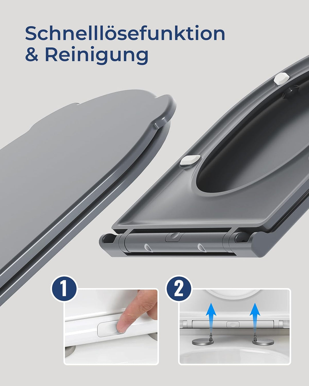 HySail Toilettendeckel mit Absenkautomatik, Benutzerfreundlichem Hygienischem Griff, Schnellverschlu