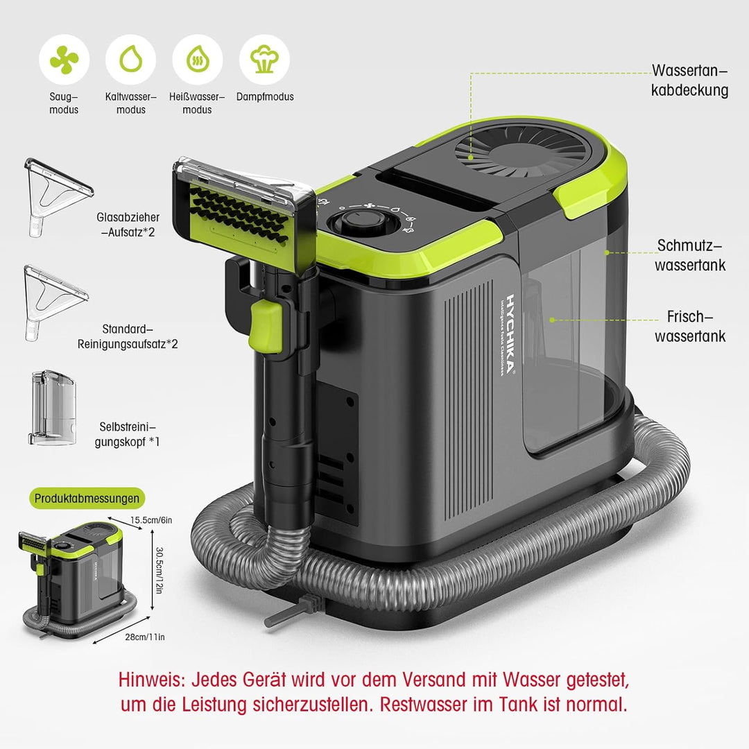 HYCHIKA Nasssauger Polsterreiniger Gerät 1800W,17 kPa Teppichreiniger Waschsauger, Tragbarer Teppich