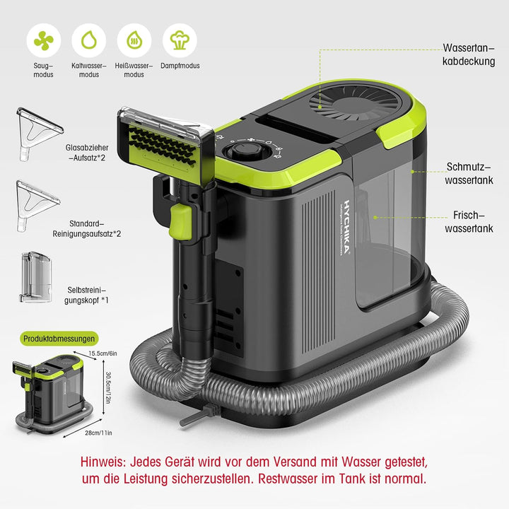 HYCHIKA Nasssauger Polsterreiniger Gerät 1800W,17 kPa Teppichreiniger Waschsauger, Tragbarer Teppich