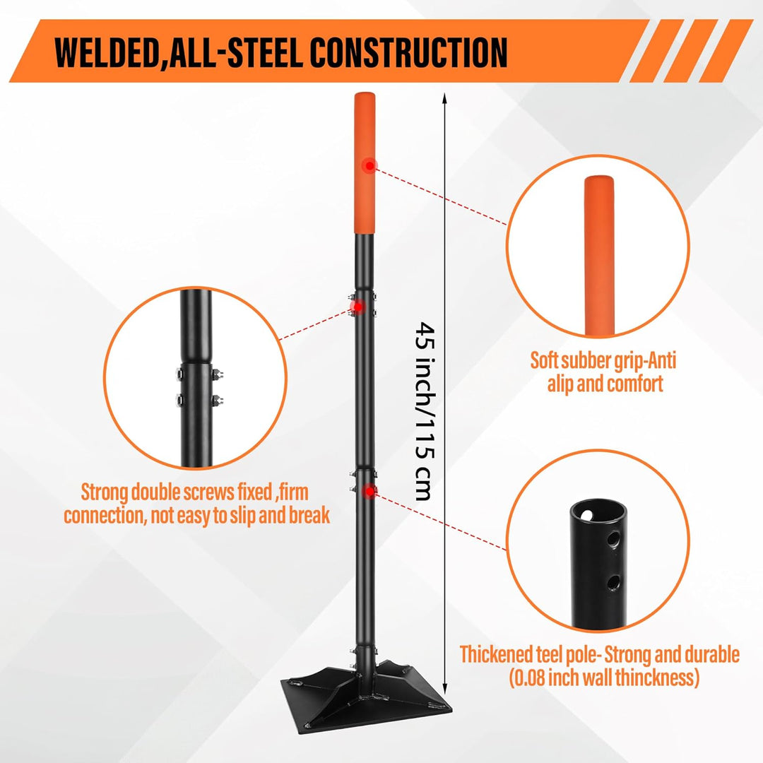 Garden Steel Tamper with 45 Inch Handle Hand Ground Tamper Tool, Durable Plate Soil Compactor, Garde