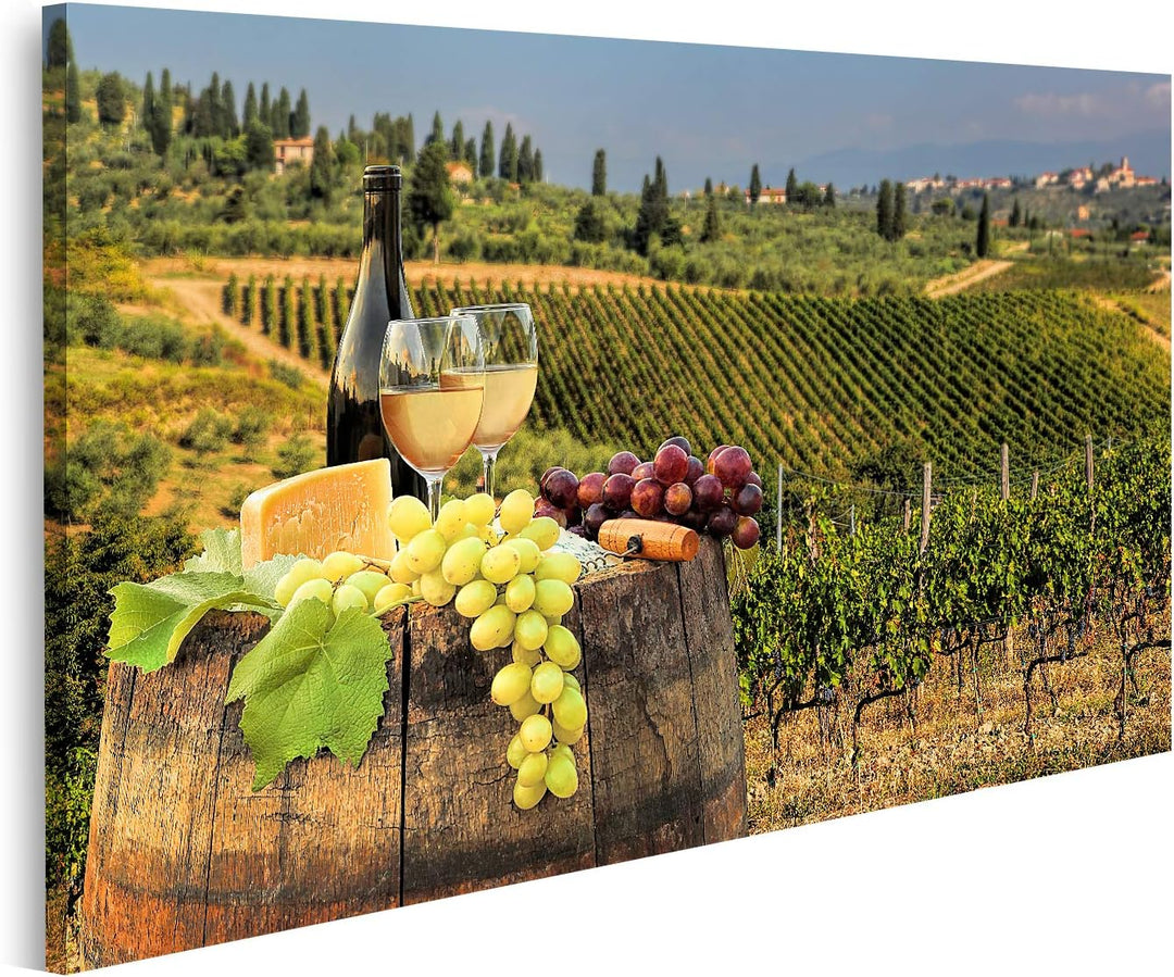 islandburner Bild auf Leinwand Weisswein Mit Fass Auf Weinberg In Chianti Toskana Italien Bilder Wan