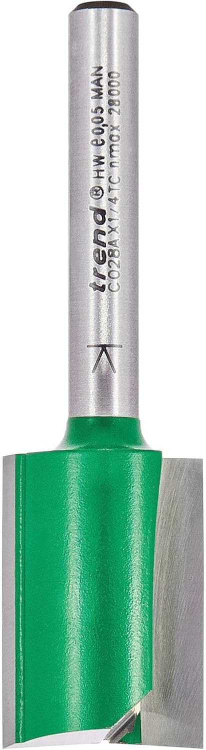 Trend CraftPro Zweischneidiger Spiralnutfräser, 1/4 Zoll Schaft, 18 mm Schnittdurchmesser & 25 mm Sc