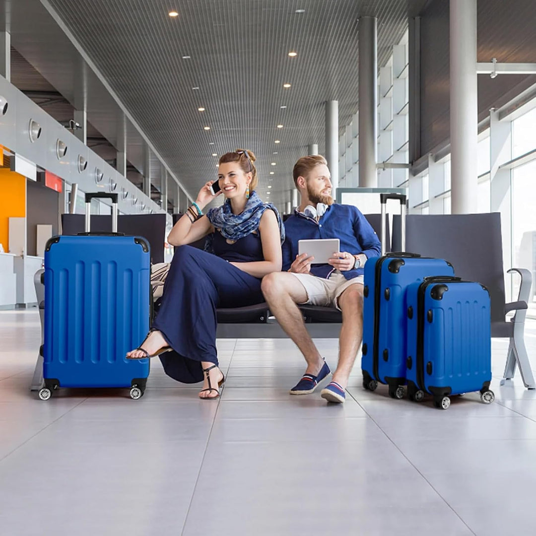 LEADZM Kofferset 3 teilig, Reisekoffer Set mit Eckenschutz, Koffer Set Hartschalen-Trolley aus ABS m
