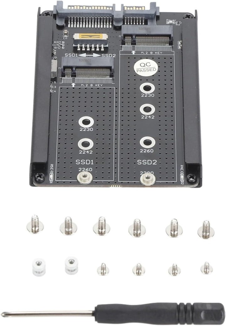 Elprico M.2 SSD auf 2,5 Zoll SATA Adapterkarte, Dual NGFF B M Key M.2 SSD Karte, 2,5 Zoll SATA Combo