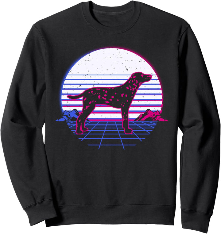 Dalmatiner Hund Welpe Retro Vintage Sunset Geschenk Sweatshirt