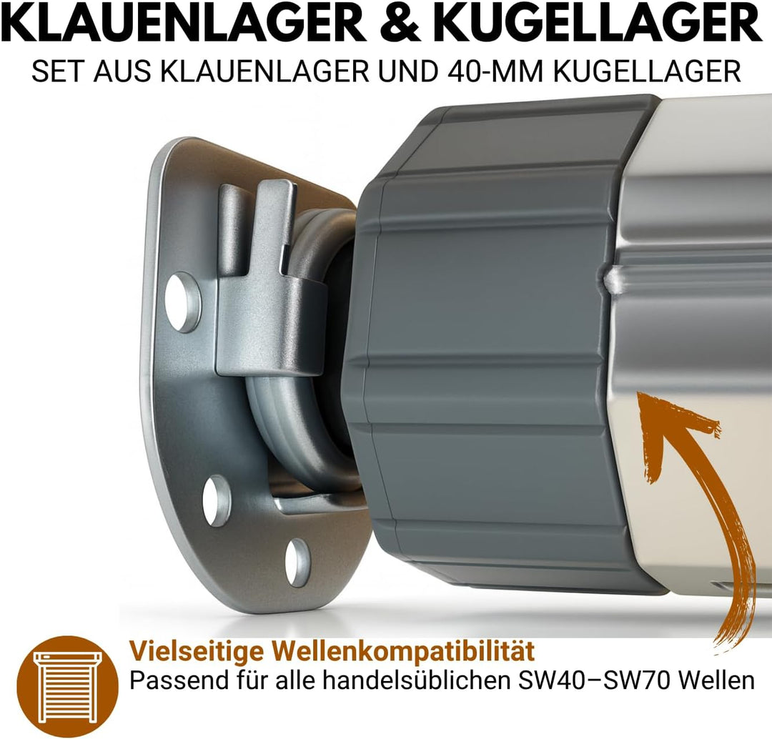 markiso® 10 Set Rolladen Lager | Klauenlager inkl. Kugellager im SET -Rollladen Wandlager für alle R