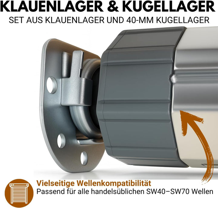 markiso® 10 Set Rolladen Lager | Klauenlager inkl. Kugellager im SET -Rollladen Wandlager für alle R