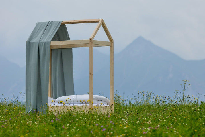 KraftKids Bettbaldachin Stoffhimmel für Bett, Leseecke, Spielecke und Kuschelhöhle, Musselin Mint au