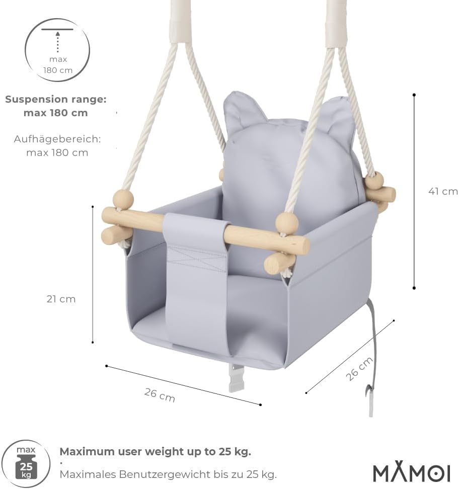 MAMOI® Babyschaukel, Baby schaukel Indoor, Kinderschaukel aus Holz, Holzschaukel für Kinder, Schauke