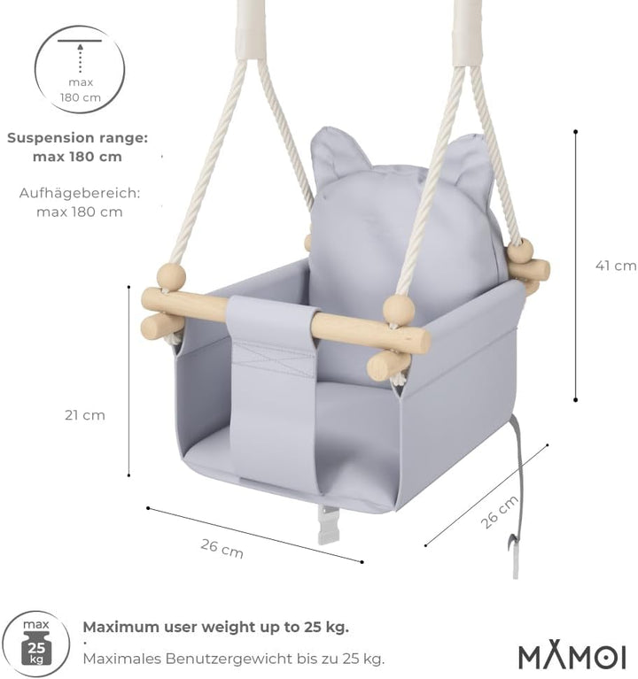 MAMOI® Babyschaukel, Baby schaukel Indoor, Kinderschaukel aus Holz, Holzschaukel für Kinder, Schauke