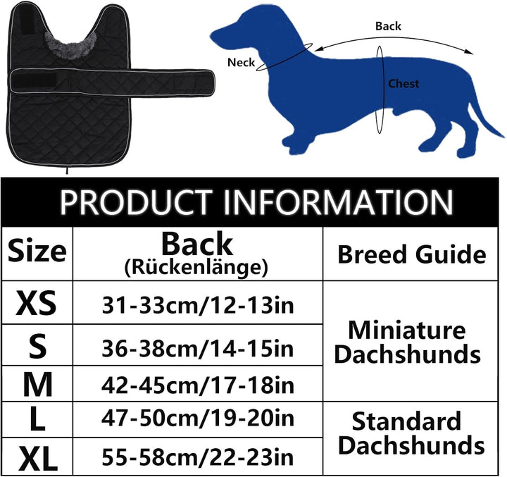 Geyecete - Warmer wintermantel für dackel Hunde,Hunde Winterjacken mit plüschfutter,Outdoor jacken m