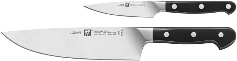 ZWILLING Pro Messerset, 2-tlg., Spick- und Garniermesser/Kochmesser, 10 und 20 cm, Rostfreier Spezia