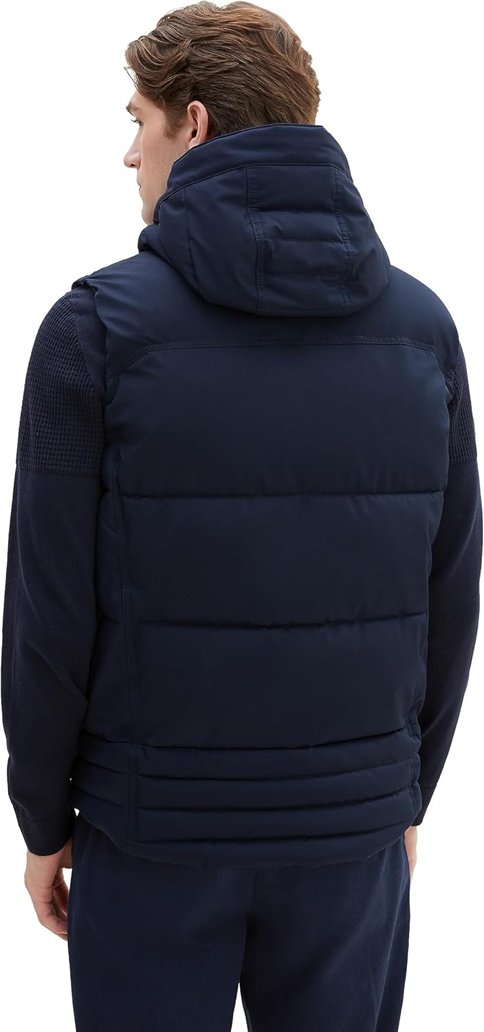 TOM TAILOR Herren Puffer Steppweste mit Abnehmbarer Kapuze L 10668-sky Captain Blue, L 10668-sky Cap