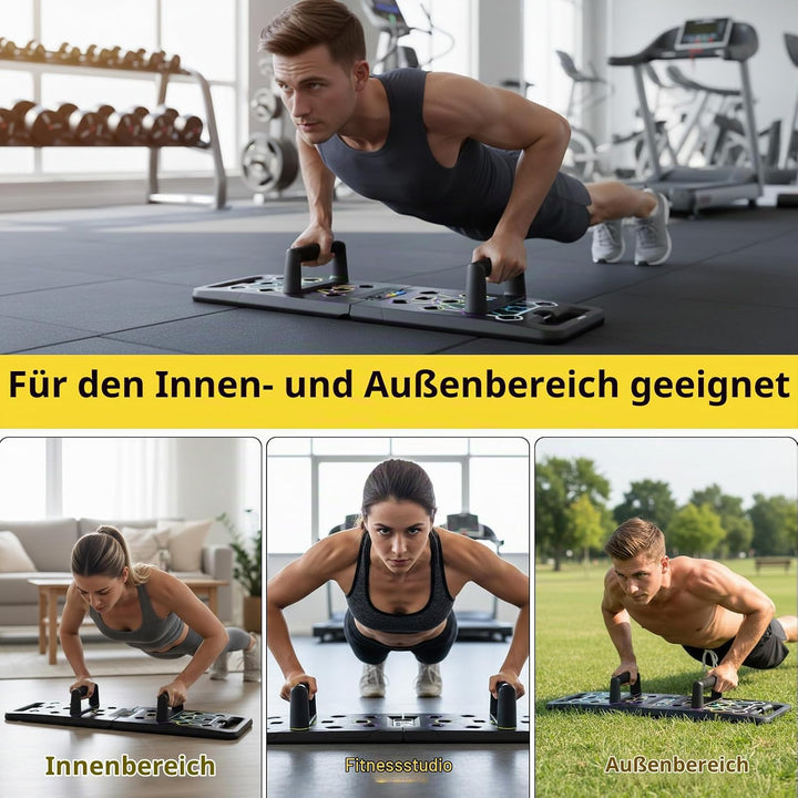 Liegestützbrett Set mit Automatischer Zähler, 24 in 1 Liegestütze Brett, Faltbares Multifunktions Pu