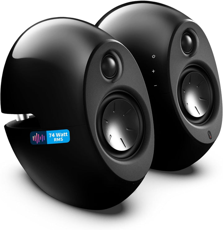 EDIFIER Luna E25 Design-Lautsprecherset mit Bluetooth (74 Watt), schwarz schwarz glänzend, schwarz g