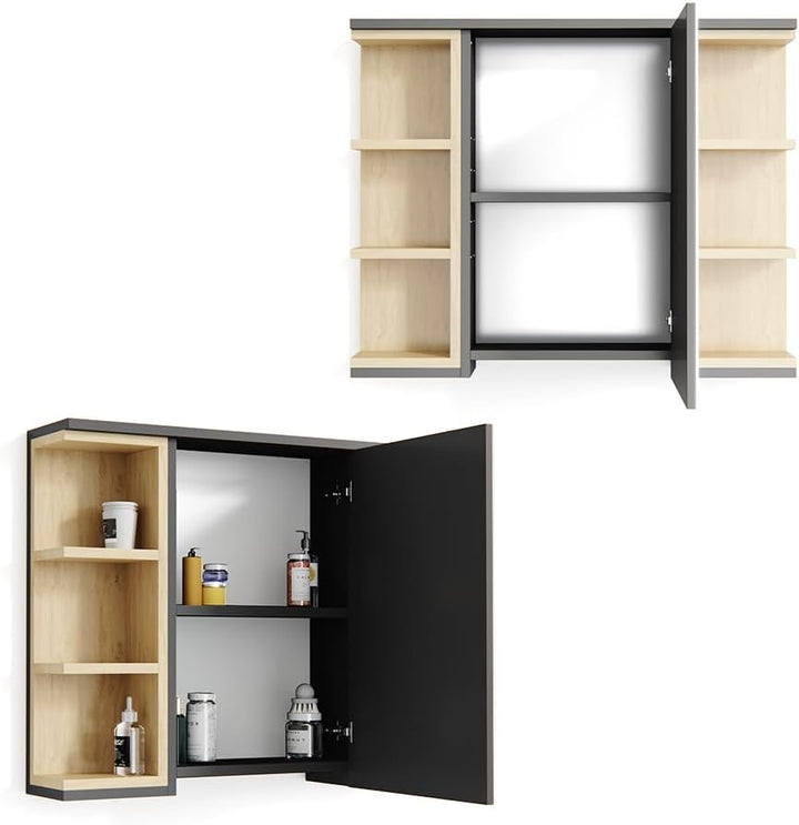 Vicco Bad Spiegelschrank Aquis, Anthrazit/Sonoma, 79 x 64 cm Anthrazit Spiegelschrank, Anthrazit Spi