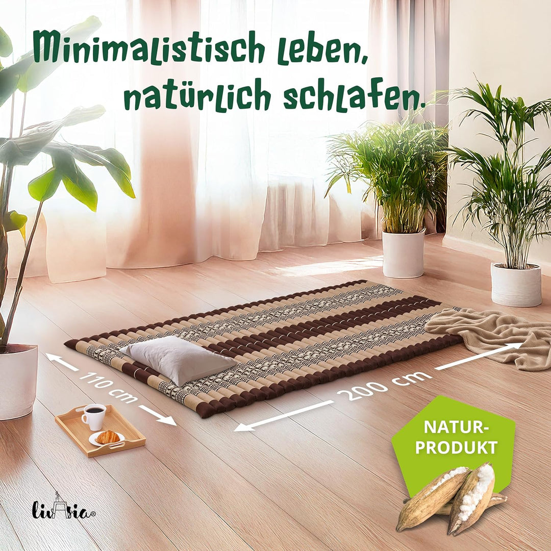 livasia Rollmatte Rollmatratze L-200x110x4,5cm, Gästebett Gästematratze 1 Person, Reisebett Kofferra