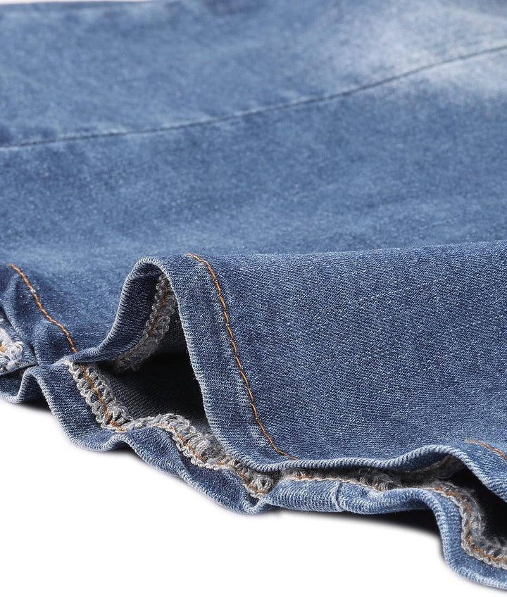 Allegra K Damen Kurzarm Jeansjacke kurze Jacke Sommer Knöpfen Stretch Denim Crop Westen Weste L Jean