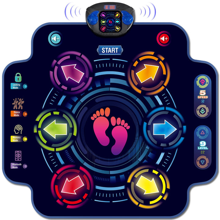 Bluetooth Tanzmatte Kinder Spielzeug für Kinder ab 3-12 Jahre mädchen, Musikmatte mit 6 Tasten, 9 Sc
