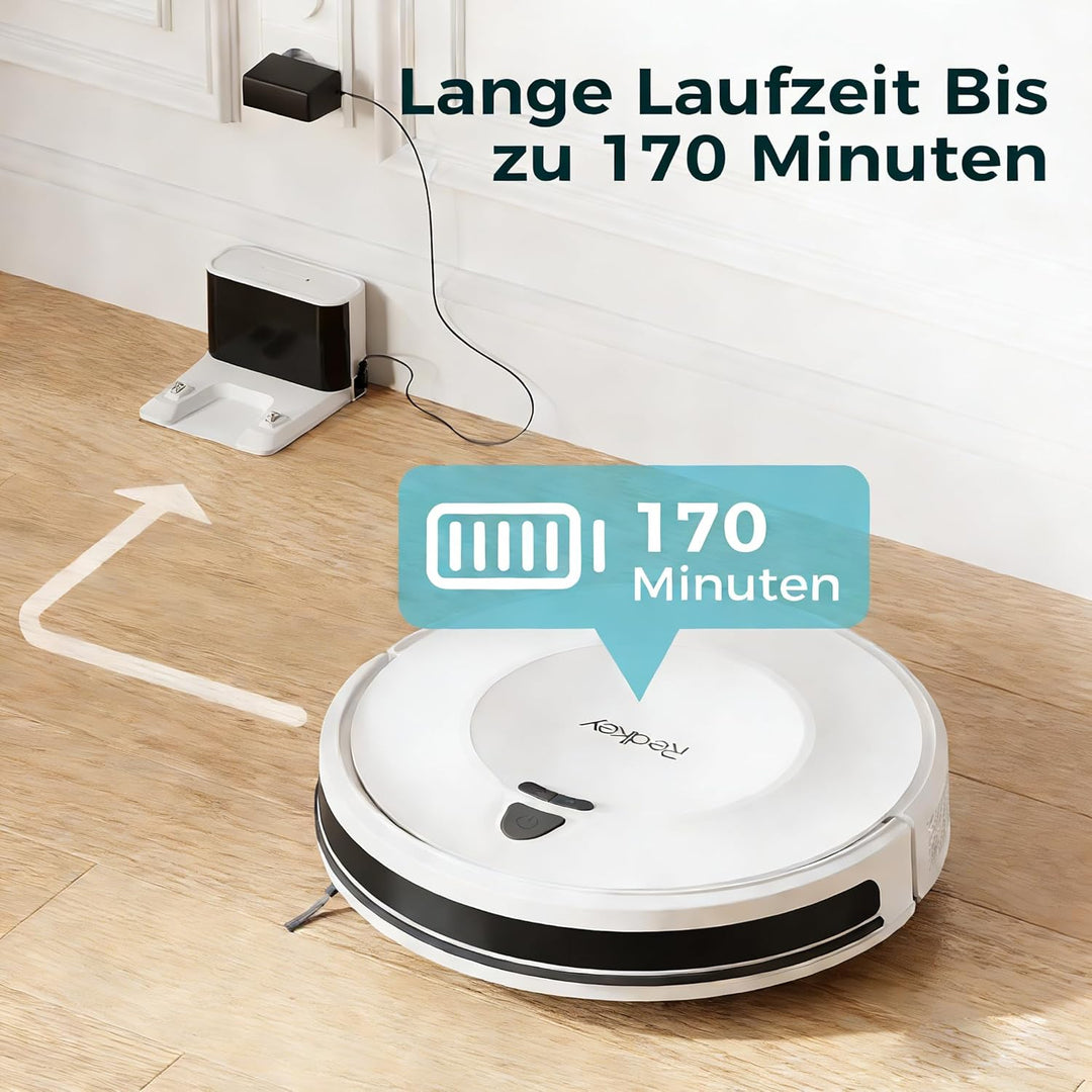 Redkey E6 Saugroboter mit 7000 Pa Saugkraft, Dynamische Navigation, Bis zu 170 Min Laufzeit, Roboter