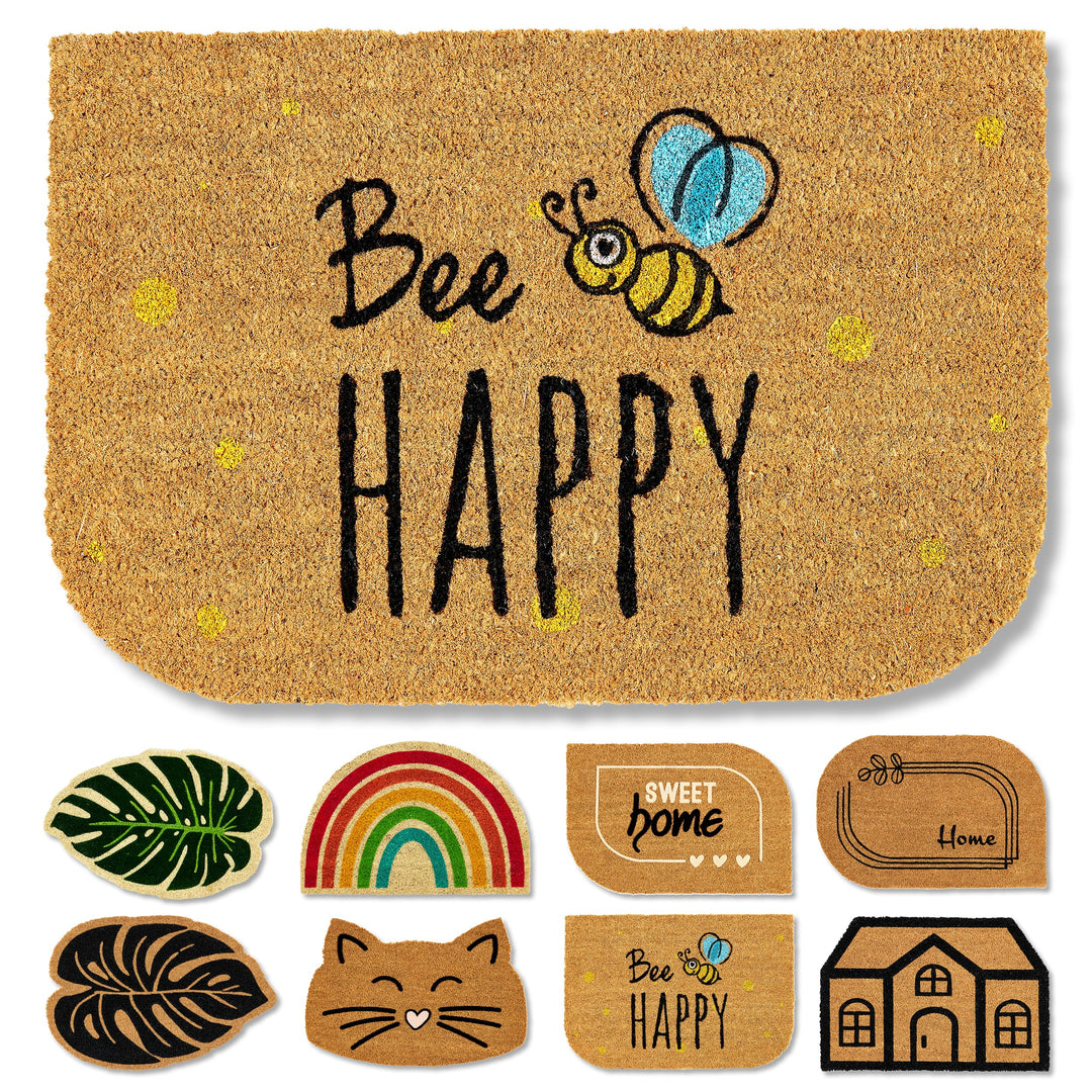 Astra natürliche Fussmatte Kokos - Kokosmatte 40x60cm Happy - rutschfeste Schmutzfangmatte robust -