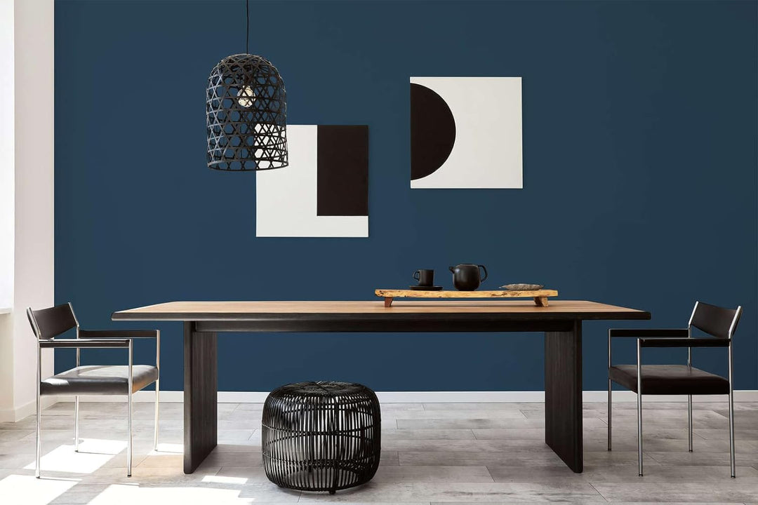 New Walls Premium Wandfarbe Blau, Dunkelblau Liquid Luxury Dispersionsfarbe für Innenräume – 1 L 100