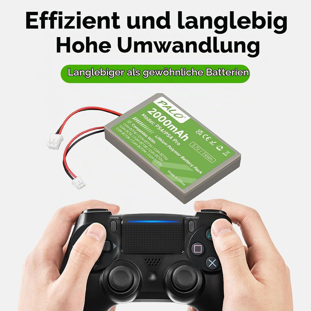 PS4 Akku 2000mAh Ersatz für Sony PS4/PS4 Pro/PS4 Slim PS4 Dualshock 4 Controller CUH-ZCT1E CUH-ZCT1H
