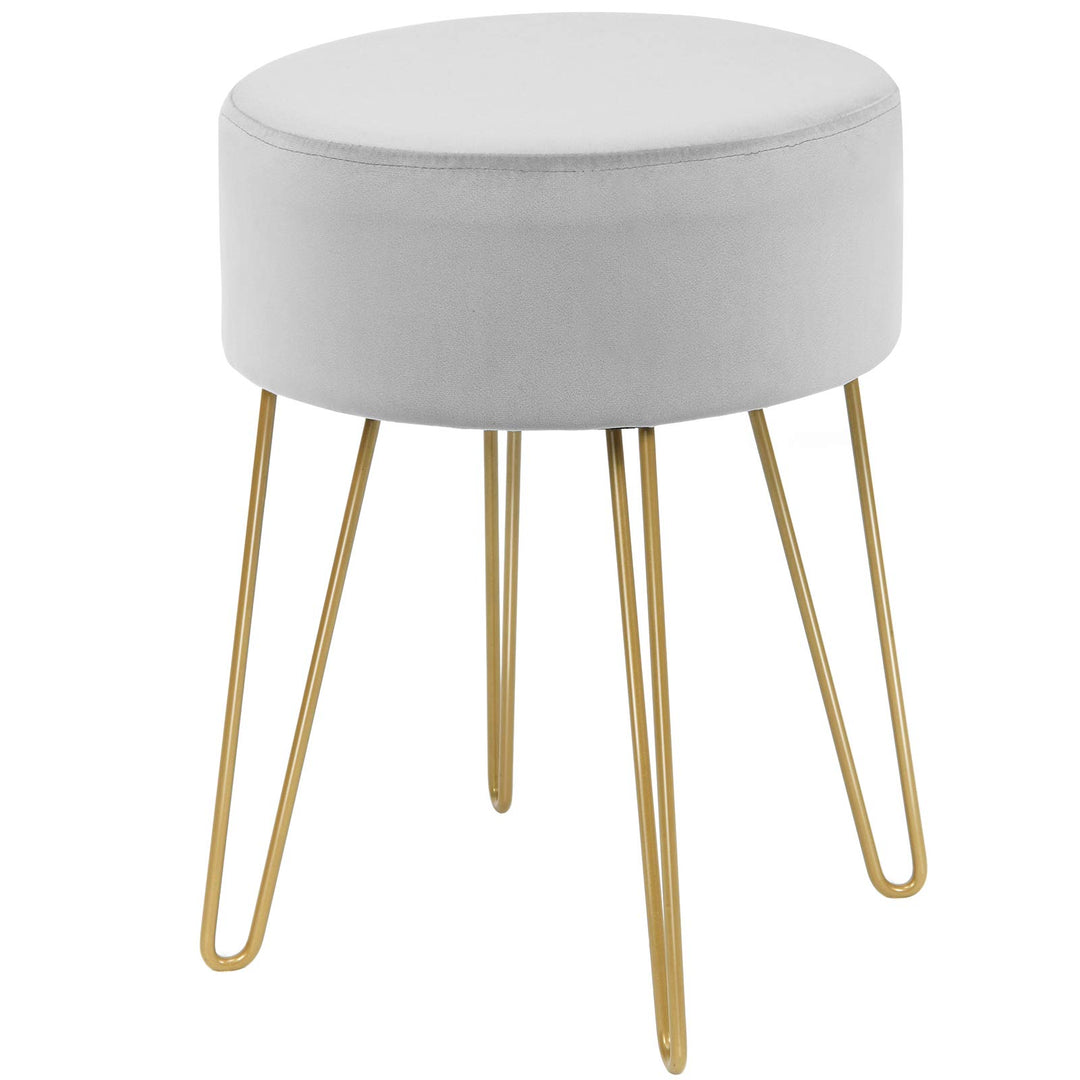 COSTWAY Sitzhocker, Schminktisch Hocker aus Samt, runder Fusshocker, gepolsterter Ottomane mit Metal